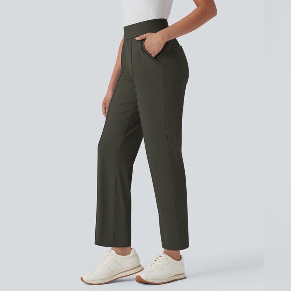 Halara- High-Waisted Olive Green Women's Golf Pants
